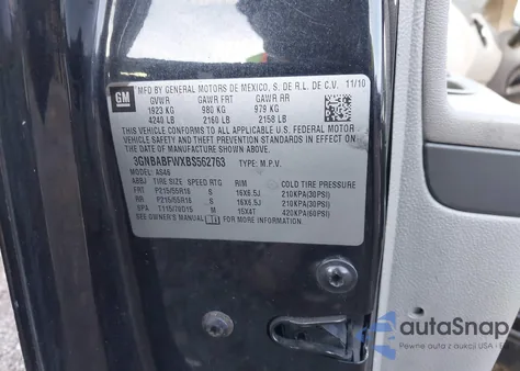 2011 Chevrolet Hhr Lt from USA, damaged, VIN 3GNBABFWXBS562763